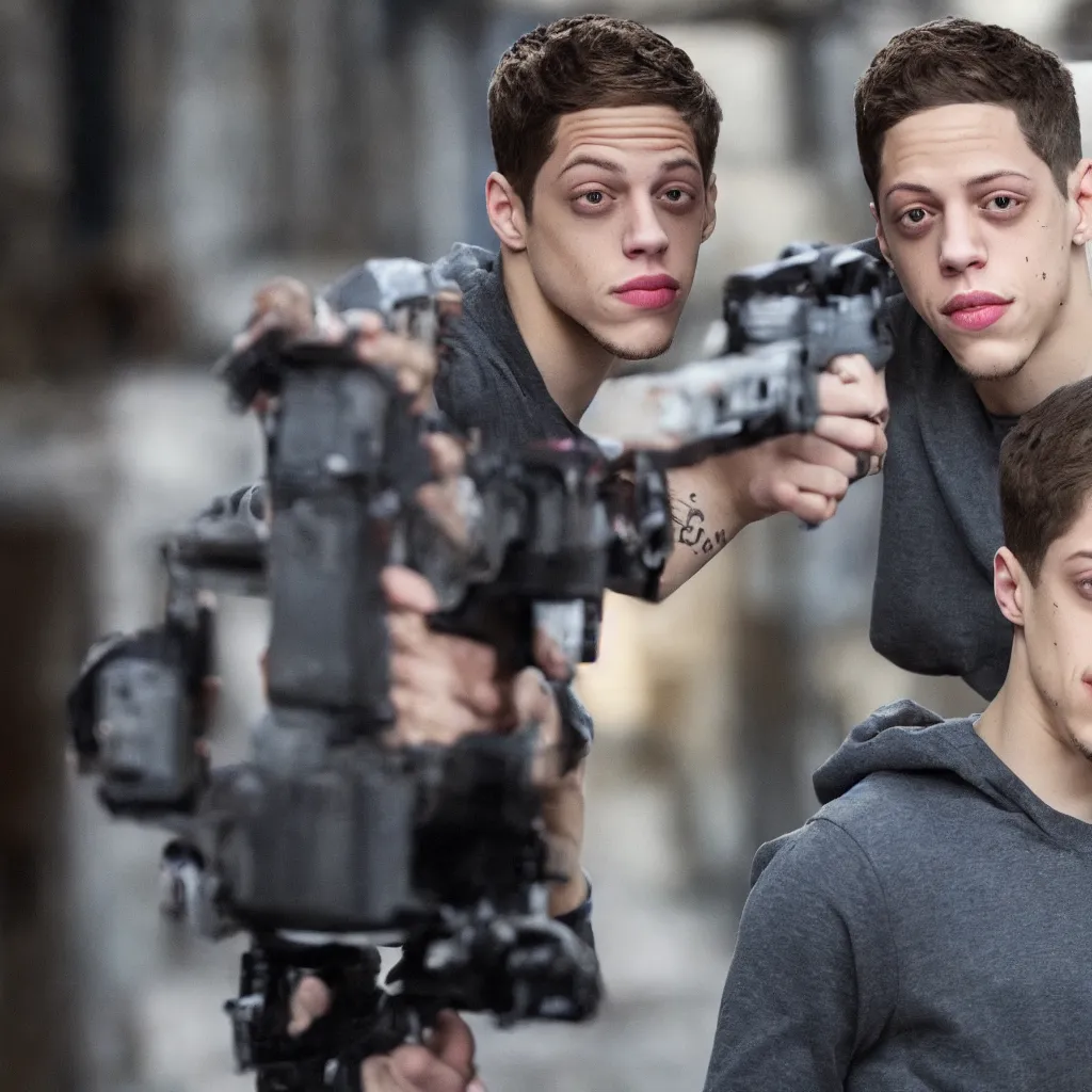 Image similar to pete davidson in an action movie