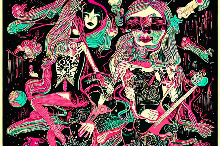 Image similar to concert poster by Tara McPherson, extremely detailed.