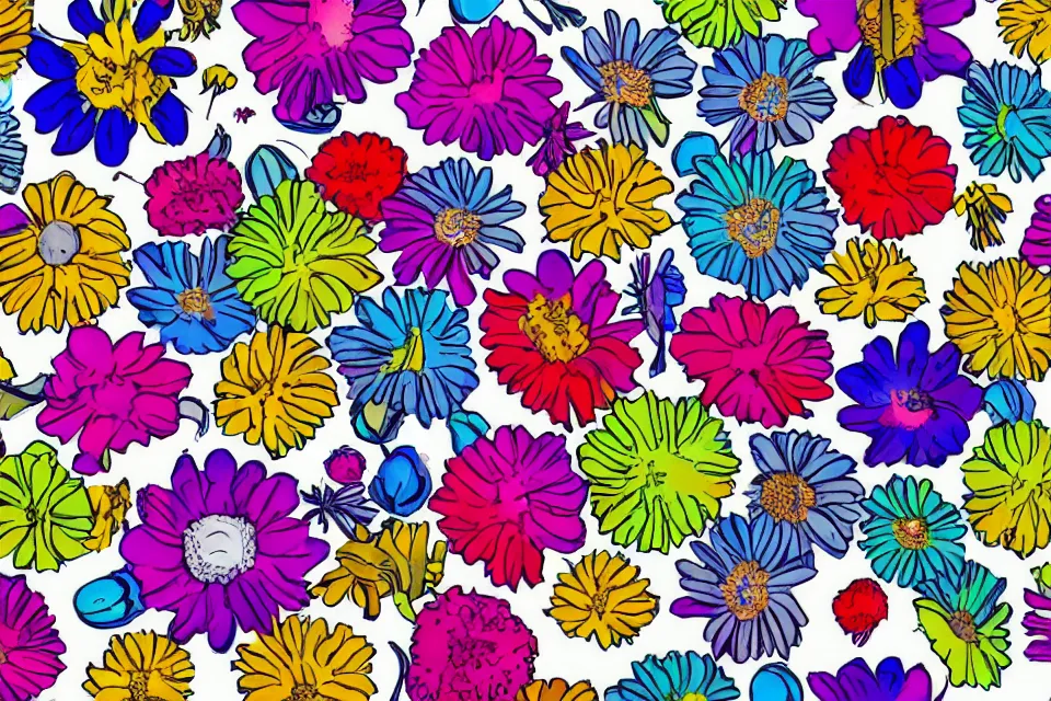 Image similar to a bouquet of colorful alien flowers from another planet on a white background