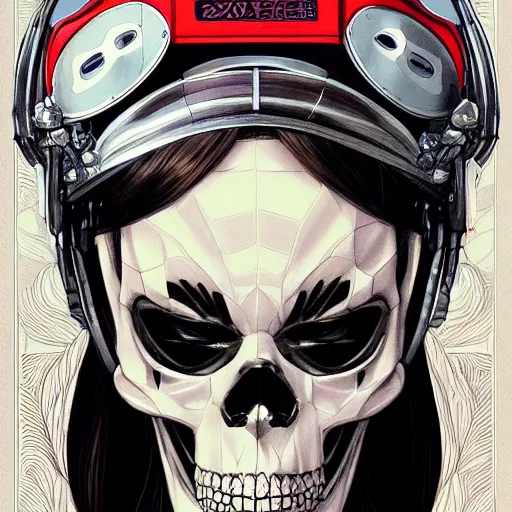 Image similar to anime manga skull portrait young woman skeleton, astronaut, astronaut helmet, intricate, elegant, highly detailed, digital art, ffffound, art by JC Leyendecker and sachin teng