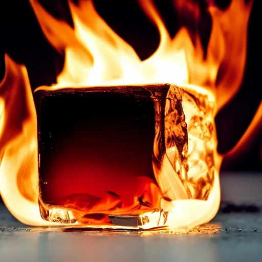 Image similar to photo of an ice cube on fire