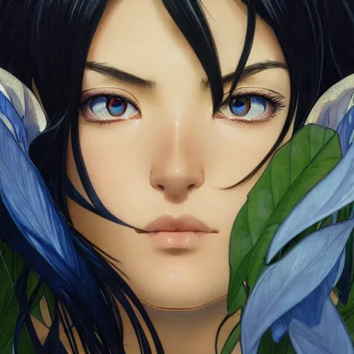 Prompt: highly detailed vfx portrait of nico robin by ( eiichiro oda ), makoto shinkai, alphonse mucha, sharp focus, art by artgerm and greg rutkowski!, backlit, harsh overhead sunlight, blue eyes!!, large aquiline nose!!, stanley kybric, kaoru mori, detailed, best of behance,