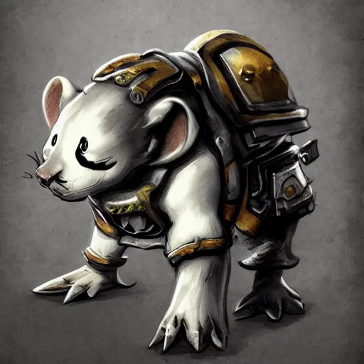 Image similar to cute white mouse in the style of warhammer 4 0 k, epic, concept art, trending on artstation