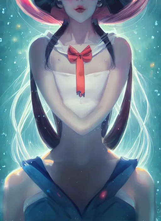 Image similar to by WLOP, By Sailor Moon, symmetrical face