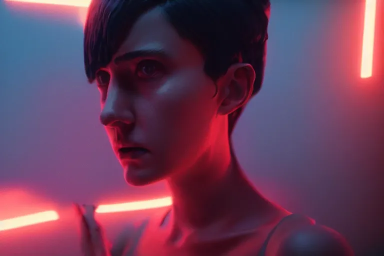 Image similar to vfx film, love death and robots, flat color profile low - key lighting award winning photography arri alexa cinematography, hyper real photorealistic cinematic, atmospheric cool colorgrade