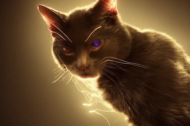 Prompt: Evil cat, concept art, dramatic lighting, trending on artstation, 4k, hyperrealistic, focused, extreme details,unreal engine 5, cinematic, masterpiece