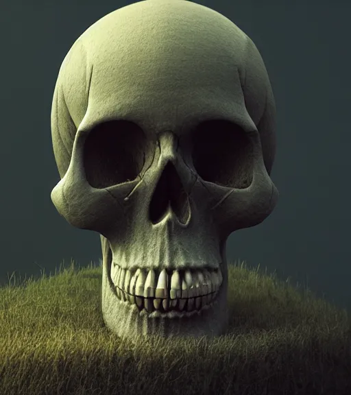 Image similar to skull, by zdzislaw beksinski, octane render, unreal engine 5, trending on artstation