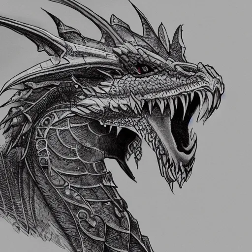 Image similar to a majestic dragon, hd, 4k, trending on artstation, award winning, 8k, 4k, 4k, 4k, very very very detailed, high quality sketch, black background