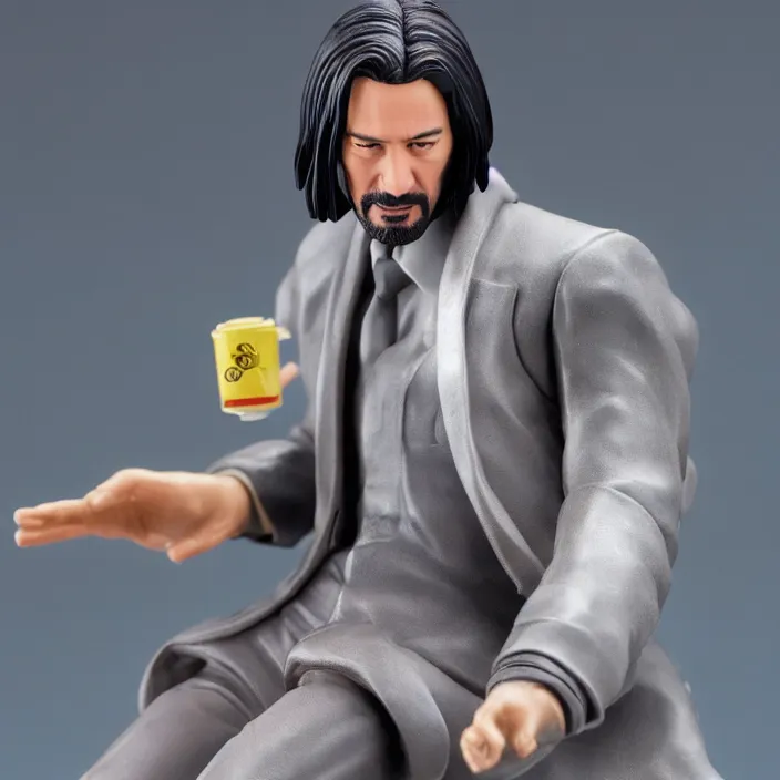 Image similar to sad keanu, a goodsmile figure of sad keanu, figurine, detailed product photo,