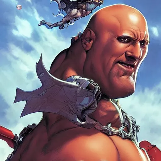 Image similar to chonky bald ethan van sciver, riding on a sad dark horse, full view, beautiful artwork by artgerm and rutkowski, breathtaking, beautifully lit, dramatic, full view