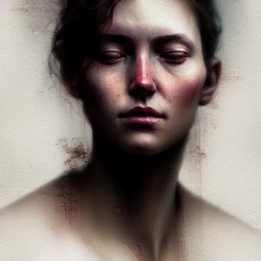 Image similar to a highly detailed portrait of a beautiful woman fading away, in the style of greg rutkowski, digital photography, photorealistic, realistic, extreme detail
