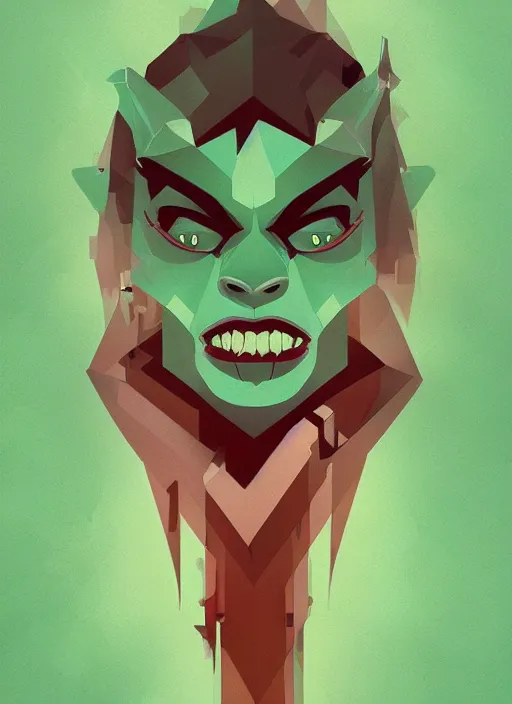 Image similar to green orc female, light green tone beautiful face by anton fadeev