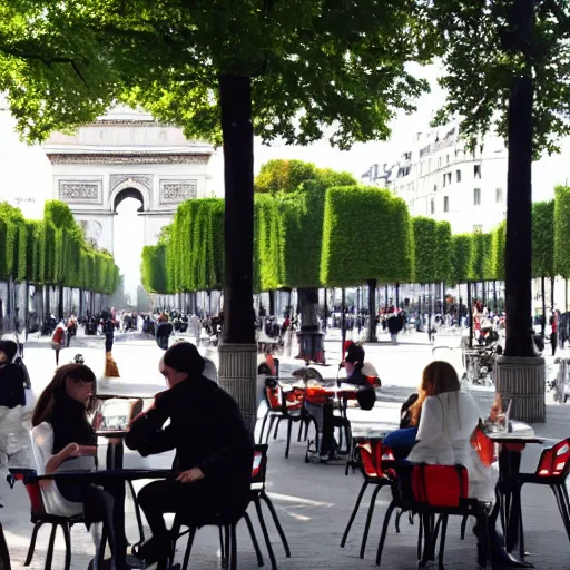 Prompt: beautiful breakfast on the Champs Elysees