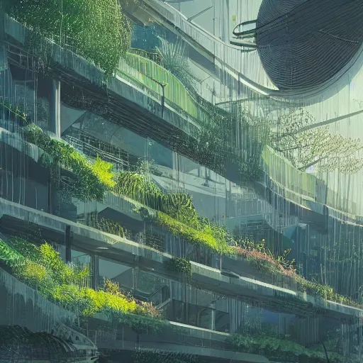 Image similar to beautiful happy picturesque charming organic futuristic sci - fi city integrated in nature. water and plants. beautiful light. grainy and rough. soft colour scheme. beautiful artistic vector graphic design by lurid. ( 2 0 2 2 )