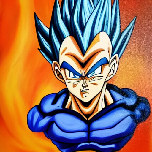 Image similar to oil paint of a fusion of old vegeta and oabama as a oil painting, gogeta, realistic painting, non anime, 4 k, detailed, full body, painting, on paper, paint smears, smooth, by a oil painter