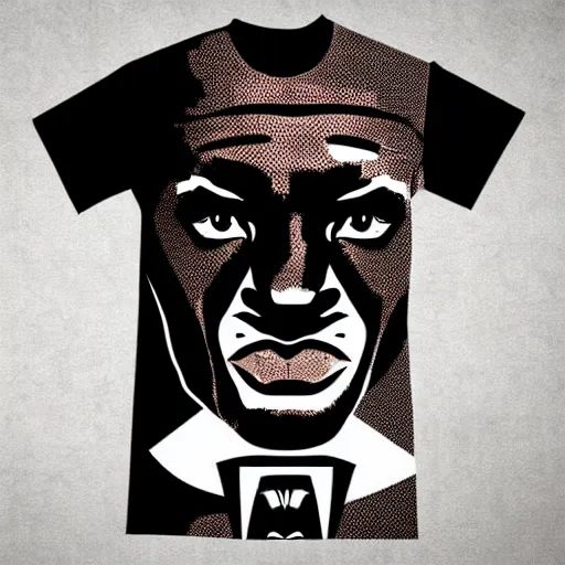 Prompt: a t shirt design of portrait face shot of a retro vintage black panther marvel chadwick boseman vector svg