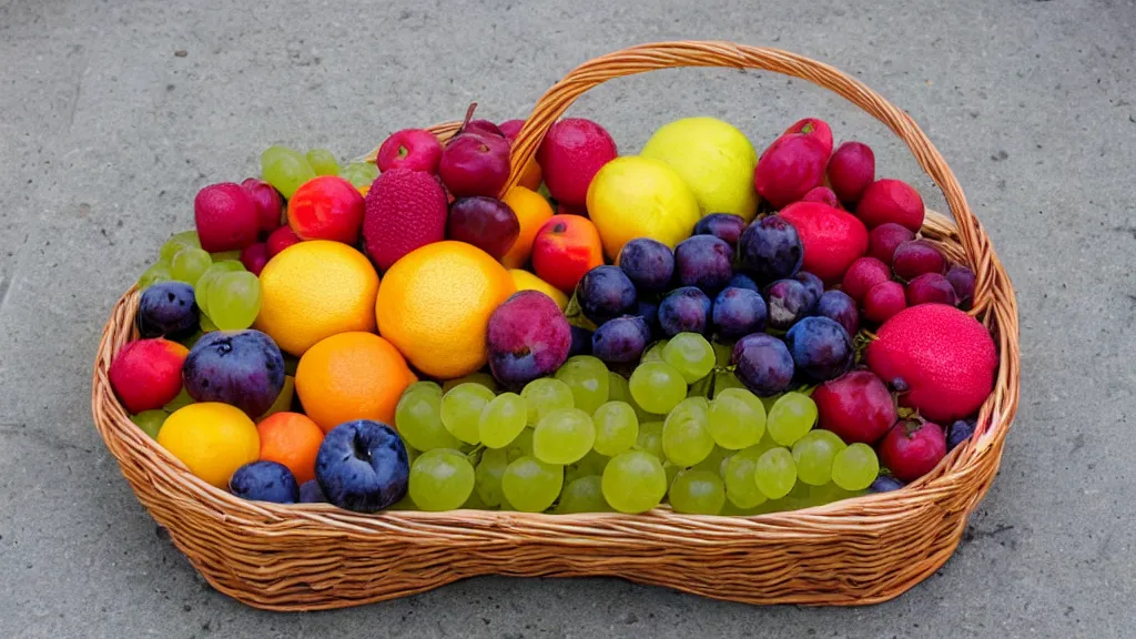 Prompt: a basket of fruites aperture f / 8