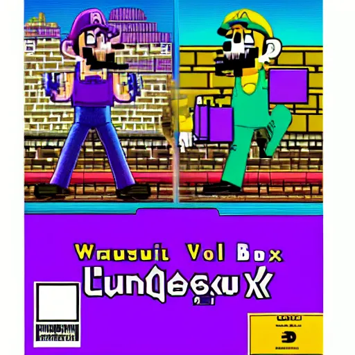 Prompt: NES game box Waluigi Quest