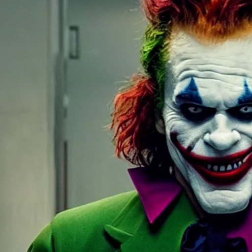 Image similar to film still of Ronald McDonald as joker in the new Joker movie
