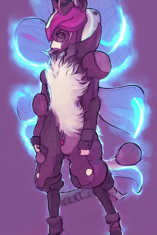 Image similar to a cyberpunk anthropomorphic fox with a fluffy tail!!!, comic art, trending on furaffinity, cartoon, kawaii, backlighting, by kawacy, chibi, pastel