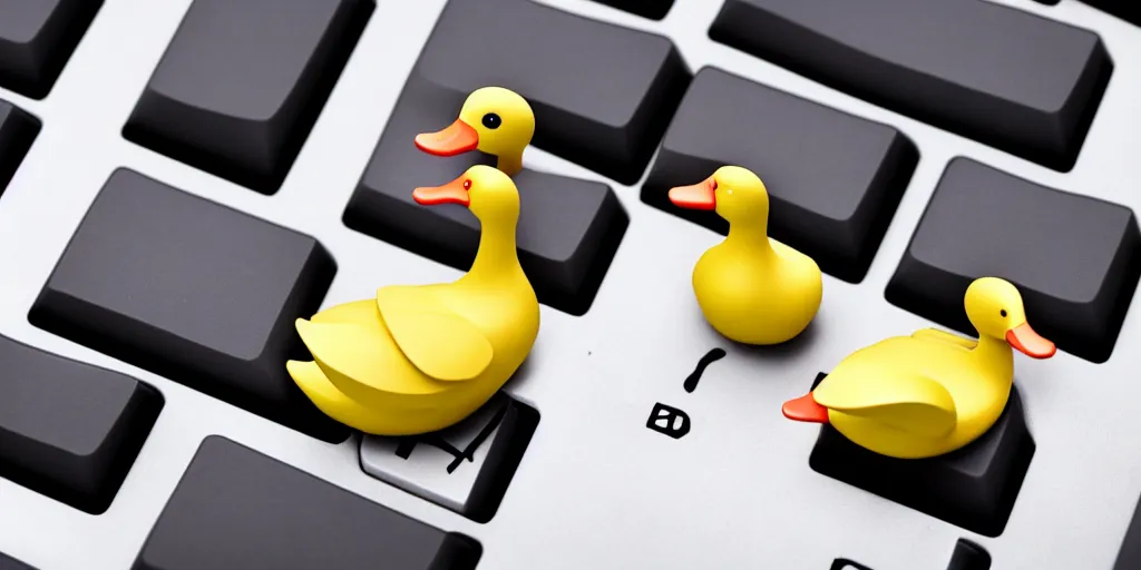 Prompt: Ducks on a keyboard
