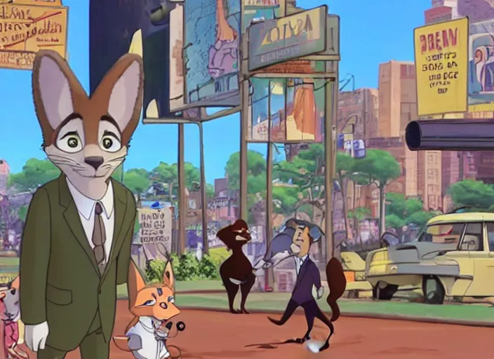 Prompt: seinfeld ( 1 9 8 9 ) in zootopia ( 2 0 1 6 ) animated cinematography, film still