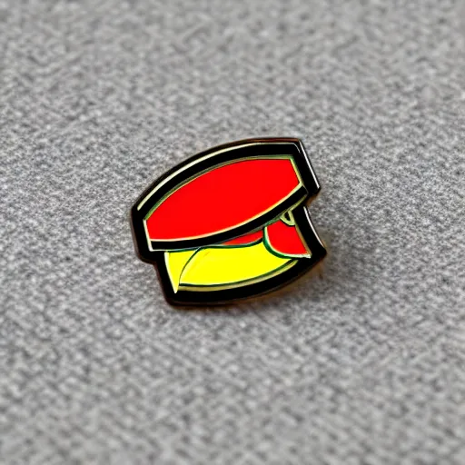 Image similar to minimalistic enamel pin of a kebab, retro design