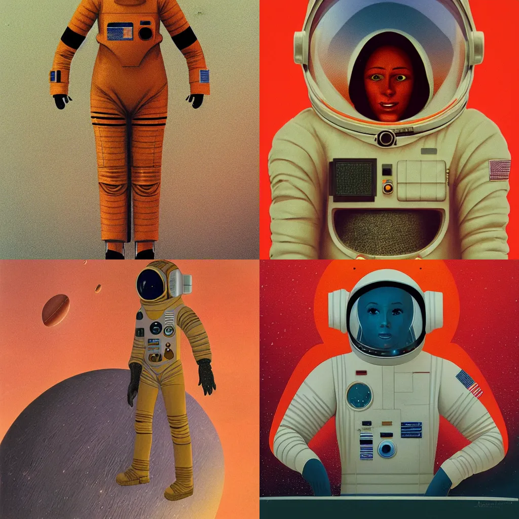 Prompt: female astronaut by dan mcpharlin,