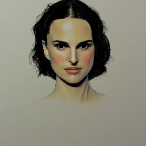 Prompt: young natalie portman, artstation, drawing by egon schiele