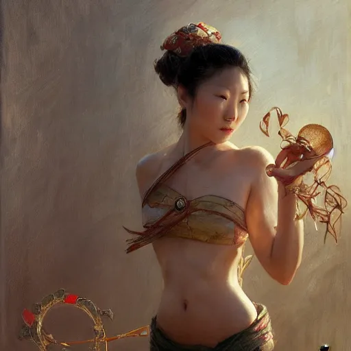Prompt: a fit chinese woman. highly detailed painting by gaston bussiere, craig mullins, j. c. leyendecker 8 k