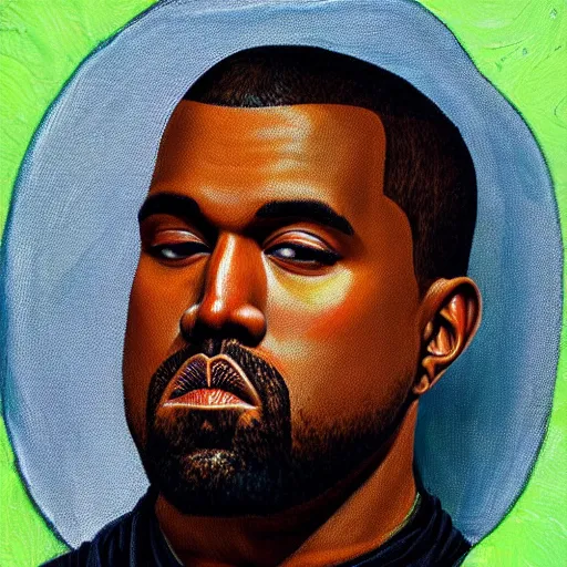 Image similar to a renaissance style portrait painting of kanye west as a king