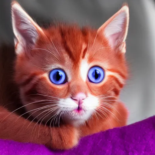 Image similar to adorable crimson kitten with violet eyes