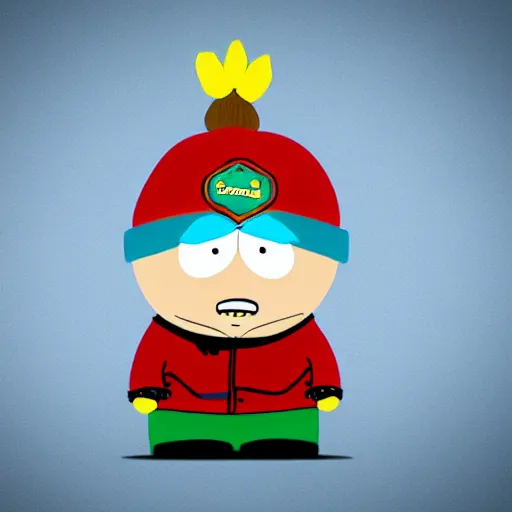 Image similar to South Park Cartman in real life, 3d, blender, photorealistic