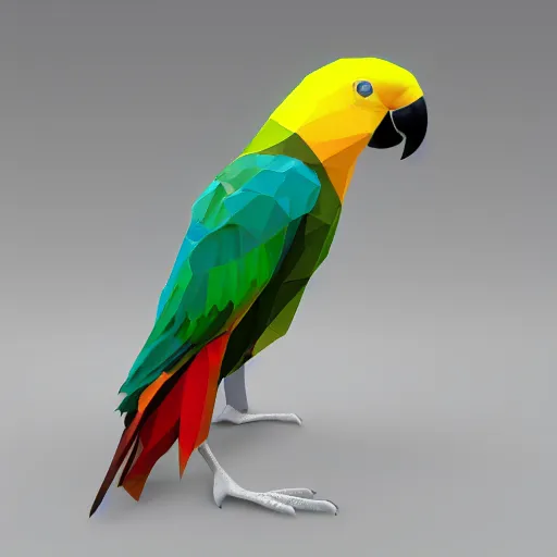 Image similar to a low - poly model of a parrot,