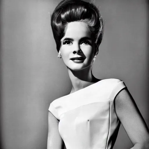 Prompt: close up of female movie star of the sixties with luxury dress, official valentino editorial, highly detailed