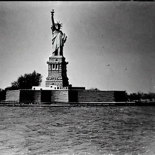 Prompt: statue of liberty destroyed, old