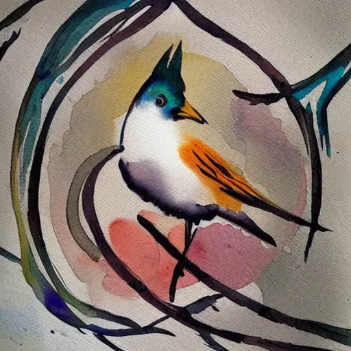 Prompt: bird, abstract, vintage, artistic, sharp focus, masterpiece, watercolor, art in the style of joshy sly