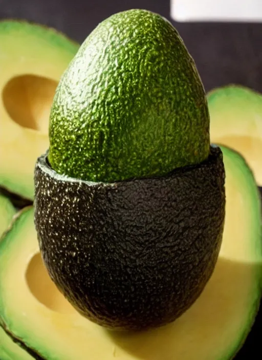 Prompt: an avocado with jeff goldblum's head on top