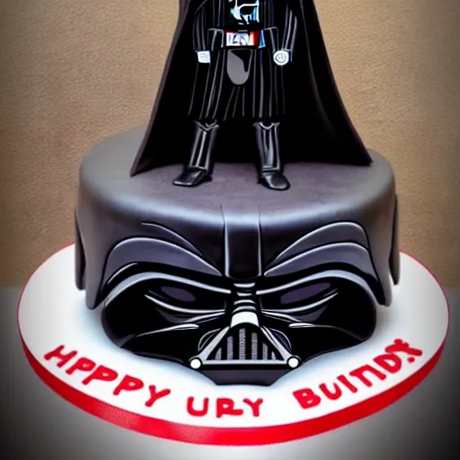 Image similar to A Darth Vader themed cake, realistic, ultra high detail, 8k.