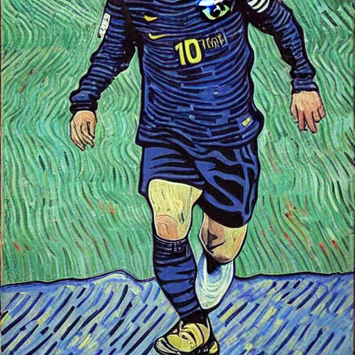 Image similar to lionel messi art by van gogh