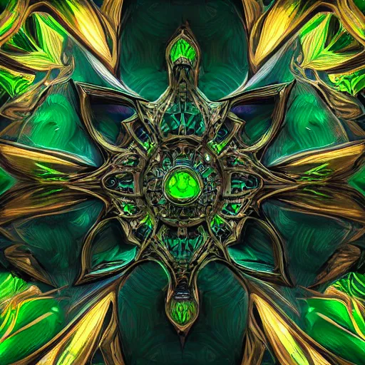 Image similar to symmetric, green fantasy sword, intricate, elegant, highly detailed, digital painting, 4k, HDR, concept art, detailed jewelry, smooth, sharp focus, illustration, matte finish, high contrast, 3d depth, masterpiece, vivid colors, artstationhd