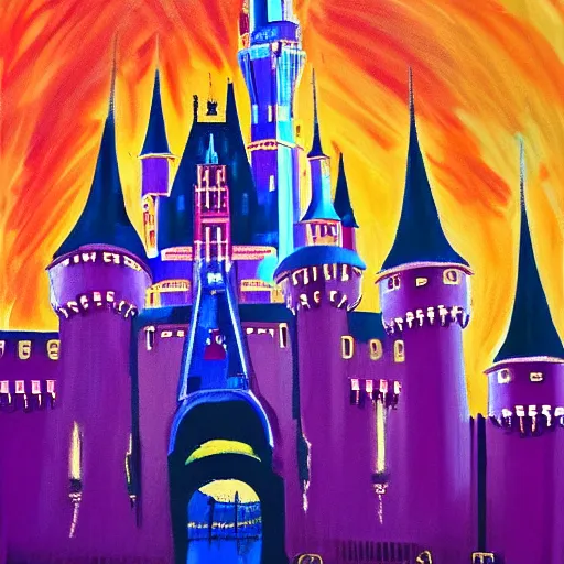 Image similar to painting of cinderella castle at magic kingdom by Mary Blair