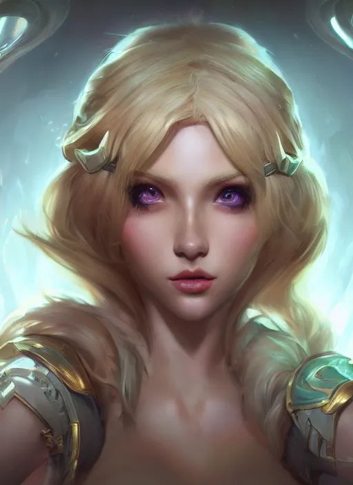 Image similar to lux, from league of legends, au naturel, hyper detailed, blondie, digital art, trending in artstation, cinematic lighting, studio quality, smooth render, fluorescent skin, unreal engine 5 rendered, octane rendered, art style by klimt and nixeu and ian sprigger and wlop and krenz cushart