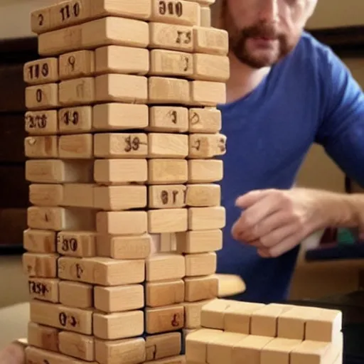 Prompt: Jesus cheating at Jenga