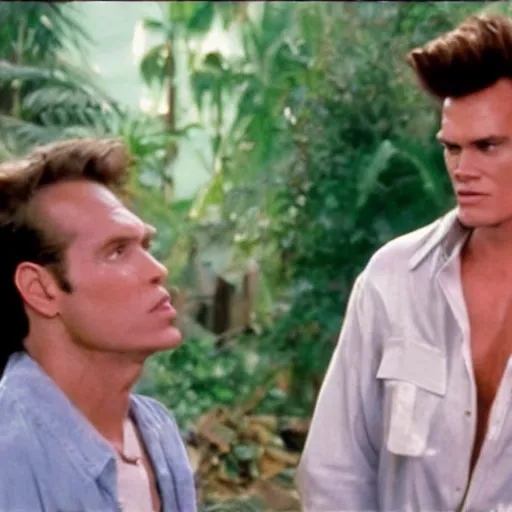 Image similar to Live Action Still of Jerma985 in Ace Ventura: Pet Detective, real life, hyperrealistic, ultra realistic, realistic, highly detailed, epic, HD quality, 8k resolution, body and headshot, film still