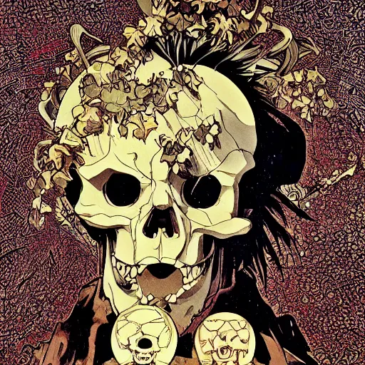 Image similar to anime manga skull portrait boy soldier ape skeleton illustration detailed patterns art Geof Darrow and Phil hale and Ashley wood and Ilya repin alphonse mucha pop art nouveau