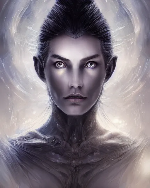 Prompt: A beautiful detailed digital painting of of a nordic alien woman, realistic character concept, identical eyes, gazing eyes, beautiful eyes medium shot, elegant pose, fantasy, illustration, slender symmetrical face and body, artstation, cinematic lighting, hyperdetailed, cgsociety, 8k, high resolution, Charlie Bowater, Tom Bagshaw and Tom Richmond, single face, insanely detailed and intricate, beautiful, elegant, golden ratio, black background, vfx, postprocessing, alluring, white red eyes, tall nordic et, tall blondes, pleiadian, pale porcelain skin