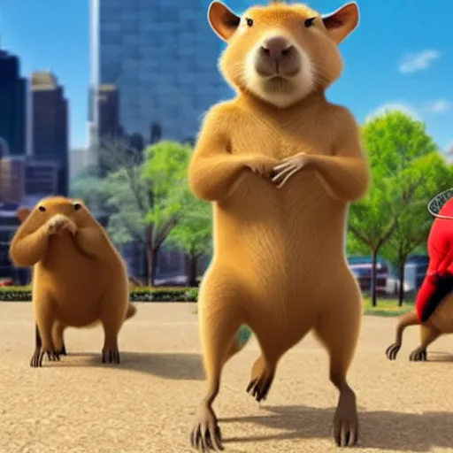 Prompt: a capybara in the style of spiderverse animation