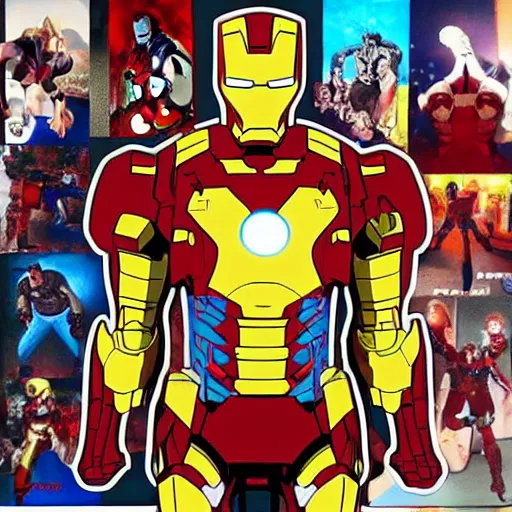 Image similar to iron man in the style of one piece