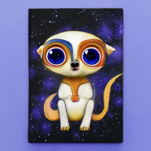 Image similar to adorable animal spirit guide with big beautiful eyes, galactic background